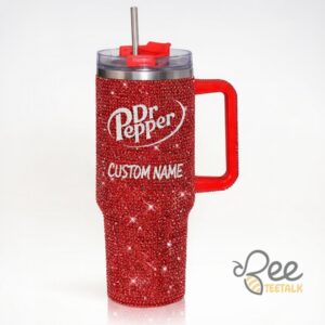 Custom Name Dr Pepper Gliiter Rhinestone Graphic Tumbler for Fans