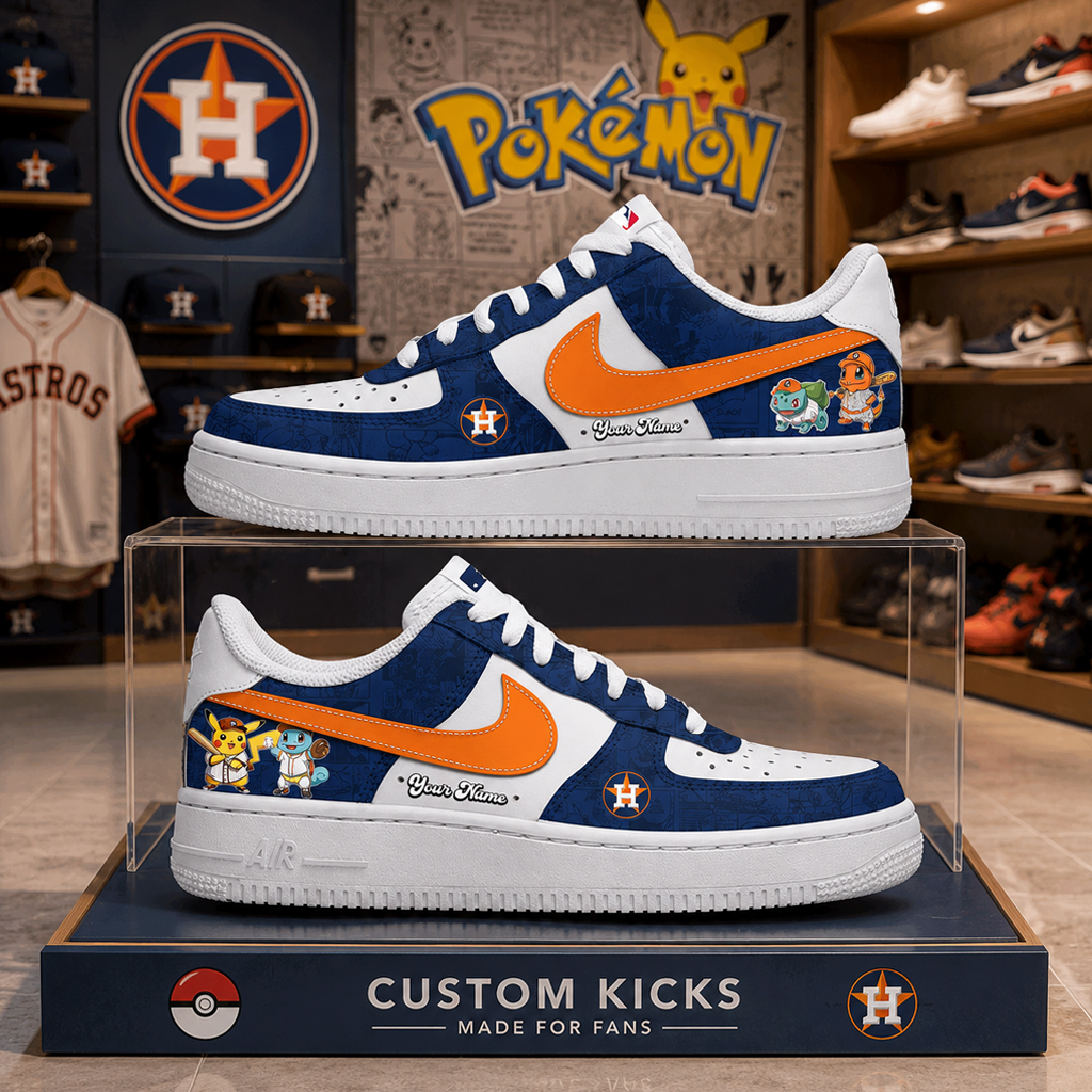 Custom Name Houston Astros x Pokémon Night 2026 Air Force 1 Shoes Sneakers 2 Custom Name Houston Astros x Pokémon Night 2026 Air Force 1 Shoes Sneakers
