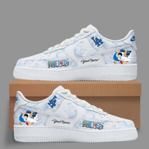Custom Name Los Angeles Dodgers One Piece Night 2026 Graphic Air Force 1 Shoes Sneakers for Anime and Baseball Fans