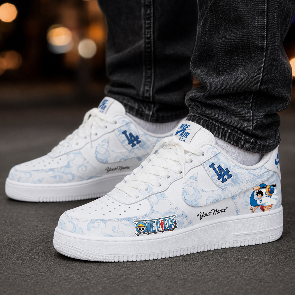 Custom Name Los Angeles Dodgers One Piece Night 2026 Graphic Air Force 1 Shoes Sneakers for Anime and Baseball Fans 2 Custom Name Los Angeles Dodgers One Piece Night 2026 Graphic Air Force 1 Shoes Sneakers for Anime and Baseball Fans