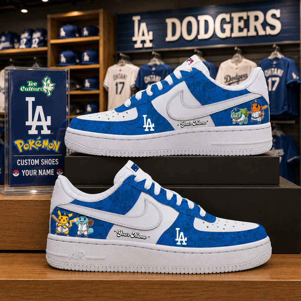 Custom Name Los Angeles Dodgers x Pokémon Night 2026 Air Force 1 Shoes Sneakers 2 Custom Name Los Angeles Dodgers x Pokémon Night 2026 Air Force 1 Shoes Sneakers