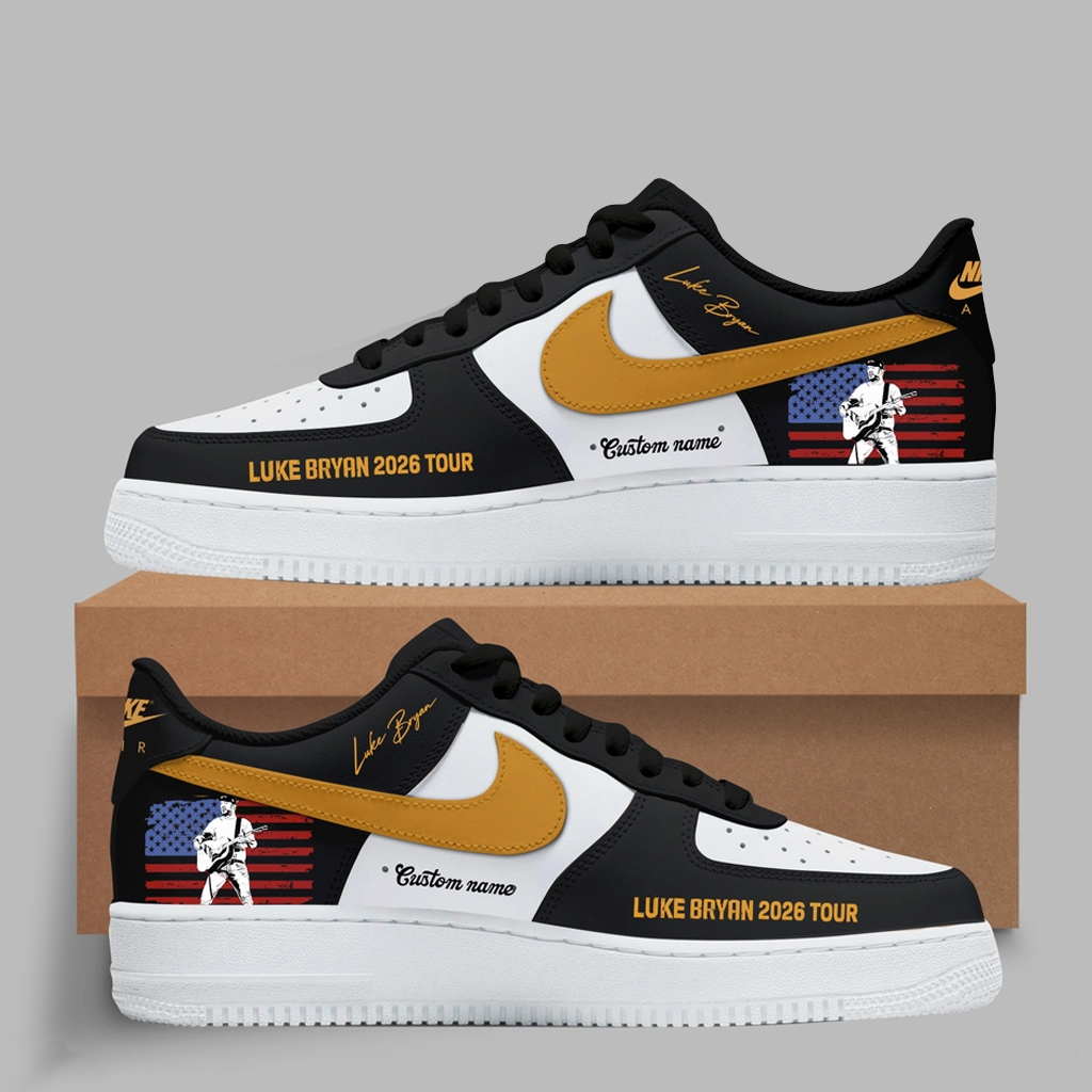 Custom Name Luke Bryan 2026 Tour Country Night Graphic Air Force 1 Shoes Sneakers for Music Fans 1 Custom Name Luke Bryan 2026 Tour Country Night Graphic Air Force 1 Shoes Sneakers for Music Fans