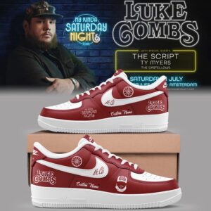 Custom Name Luke Combs My Kinda Saturday Nights Tour 2026 at Oklahoma Memorial Stadium Air Force 1 Shoes Sneakers