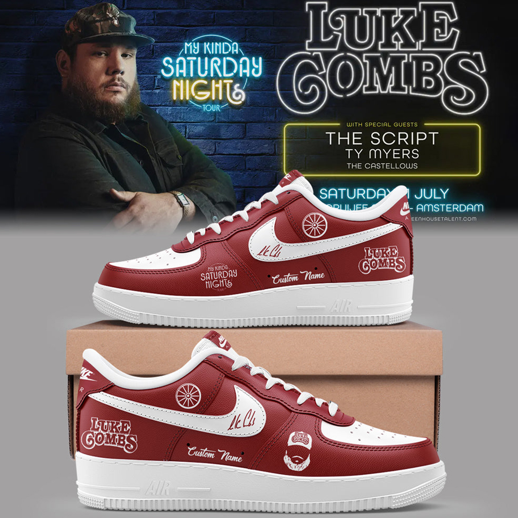 Custom Name Luke Combs My Kinda Saturday Nights Tour 2026 at Oklahoma Memorial Stadium Air Force 1 Shoes Sneakers 1 Custom Name Luke Combs My Kinda Saturday Nights Tour 2026 at Oklahoma Memorial Stadium Air Force 1 Shoes Sneakers