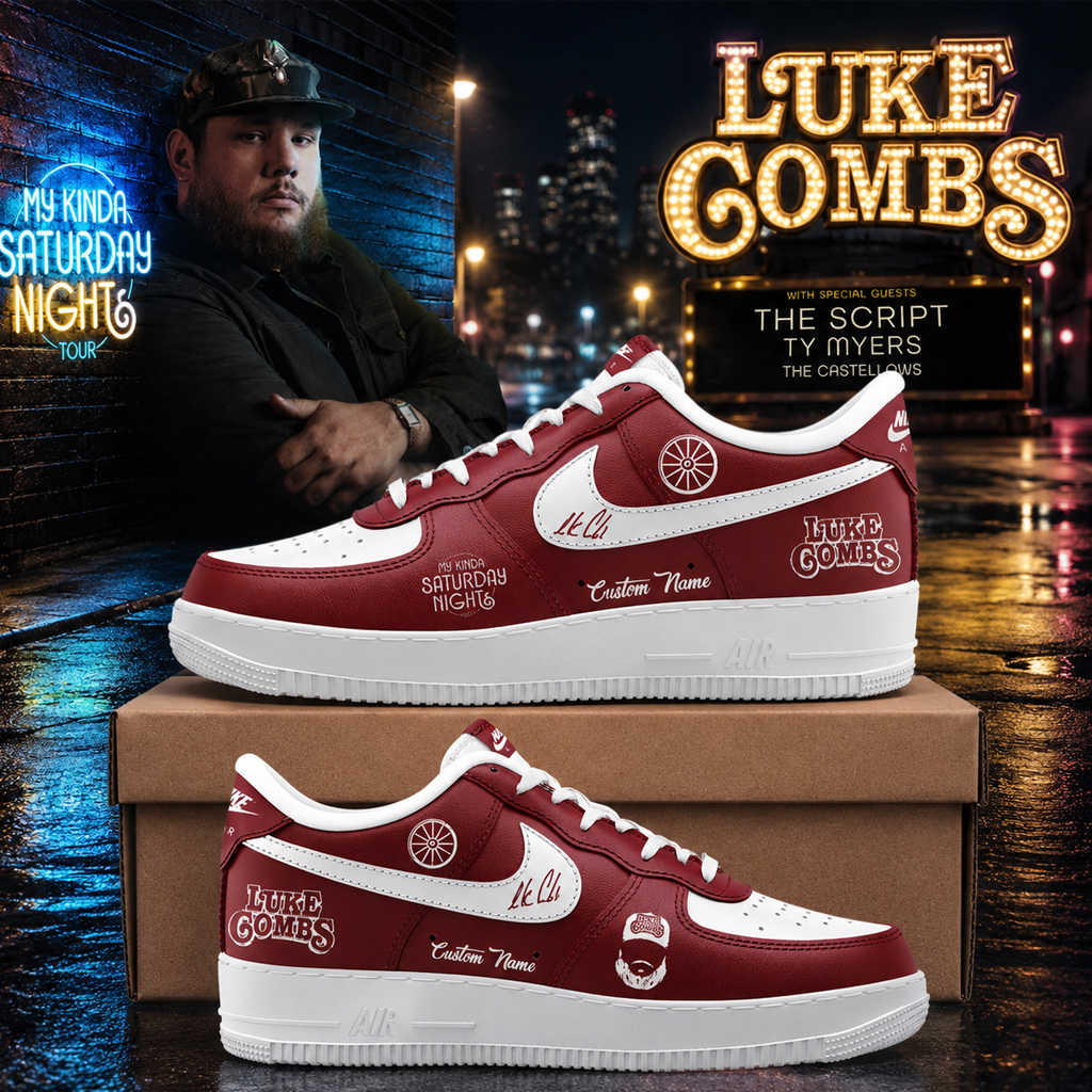 Custom Name Luke Combs My Kinda Saturday Nights Tour 2026 at Oklahoma Memorial Stadium Air Force 1 Shoes Sneakers 2 Custom Name Luke Combs My Kinda Saturday Nights Tour 2026 at Oklahoma Memorial Stadium Air Force 1 Shoes Sneakers