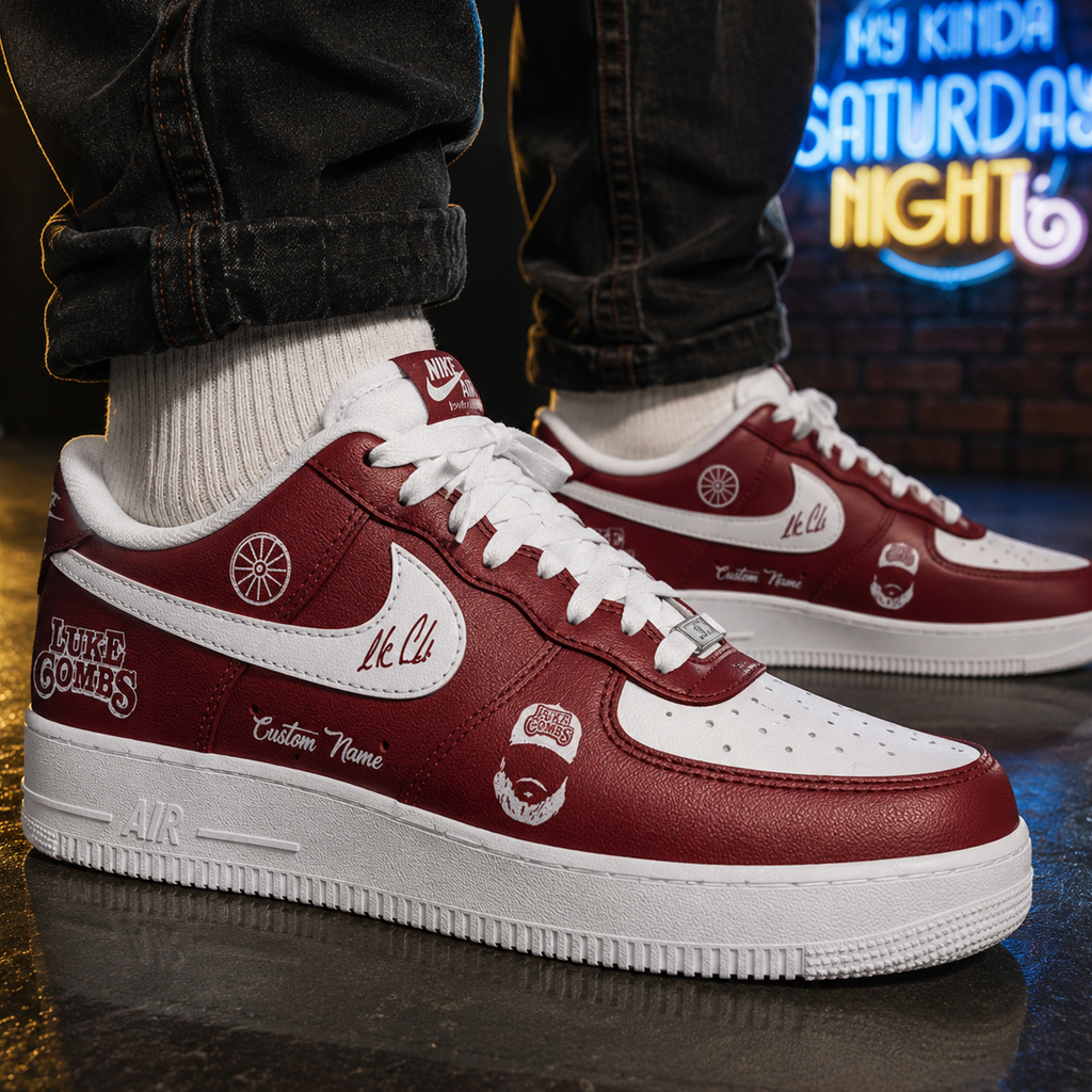 Custom Name Luke Combs My Kinda Saturday Nights Tour 2026 at Oklahoma Memorial Stadium Air Force 1 Shoes Sneakers 3 Custom Name Luke Combs My Kinda Saturday Nights Tour 2026 at Oklahoma Memorial Stadium Air Force 1 Shoes Sneakers