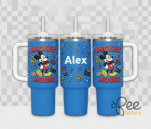 Custom Name Mickey Mouse Royal Blue With Handle Graphic Tumbler for Fans