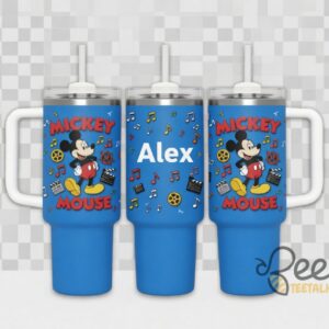 Custom Name Mickey Mouse Royal Blue With Handle Graphic Tumbler for Fans
