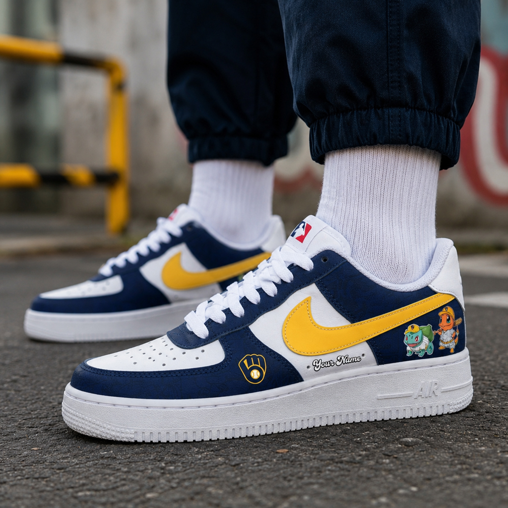 Custom Name Milwaukee Brewers x Pokémon Night 2026 Air Force 1 Shoes Sneakers 3 Custom Name Milwaukee Brewers x Pokémon Night 2026 Air Force 1 Shoes Sneakers
