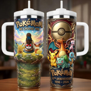Custom Name Pokémon We Choose You 30th Anniversary Graphic Tumbler for Anime and Gaming Fans