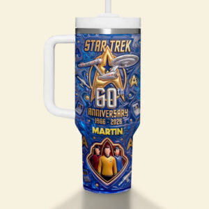 Custom Name Star Trek Celebrate 60 Years Of Adventure Graphic Tumbler for Sci Fi Fans