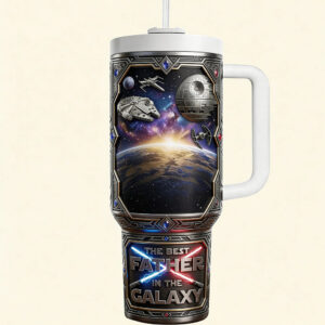 Custom Name The Best Father In The Galaxy Graphic Tumbler Gift for Dad