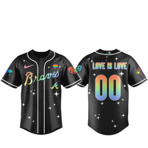 Custom Number Atlanta Braves Diamond with Pride Baseball Jersey