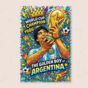 Diego Maradona The Golden Boy of Argentina World Cup Champion 1986 Poster