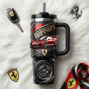 Unisex Ferrari With Handle Graphic Tumbler for Fans
