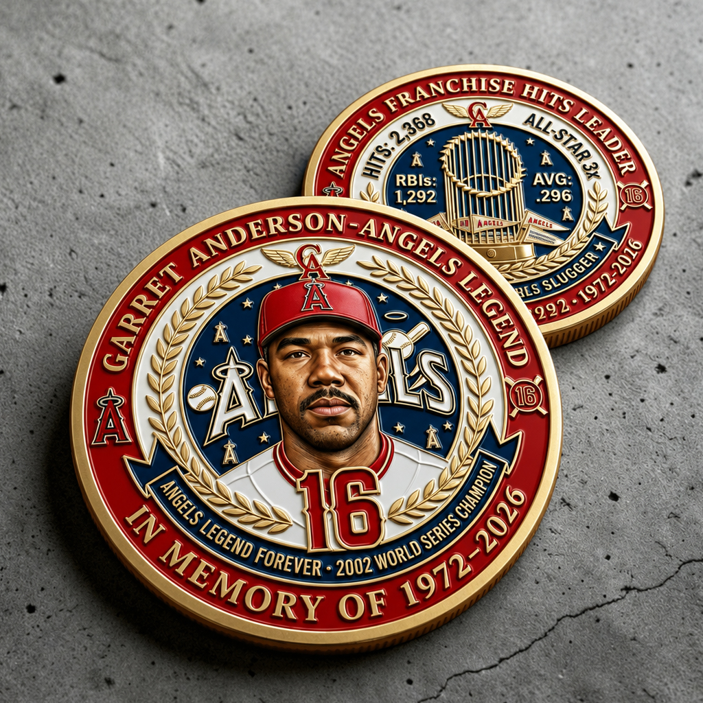 Garret Anderson Angels Legend In Memory Of 1972-2026 Coin 2 Garret Anderson Angels Legend In Memory Of 1972-2026 Coin