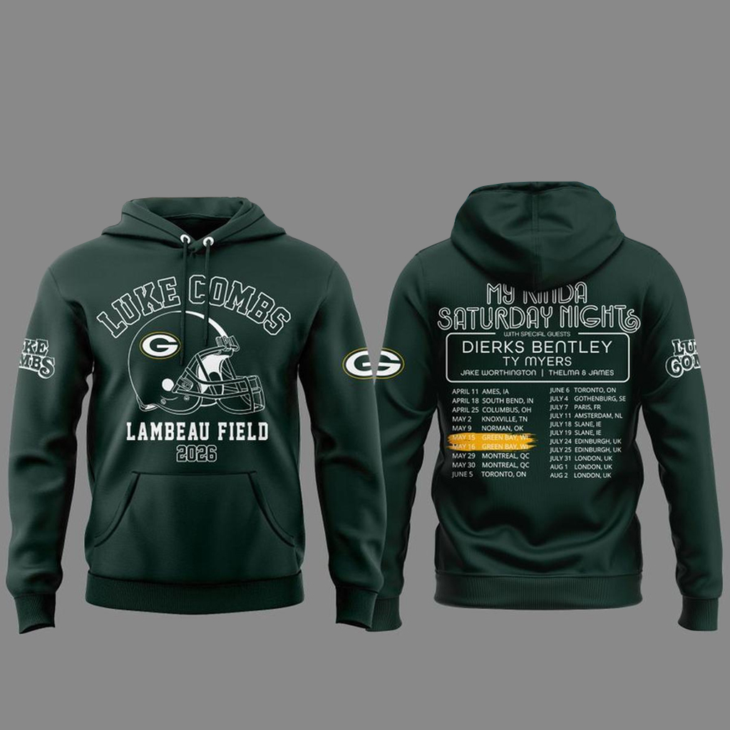 Green Bay Packers x Luke Combs My Kinda Saturday Night Tour 2026 Shirt 2 Green Bay Packers x Luke Combs My Kinda Saturday Night Tour 2026 Hoodie