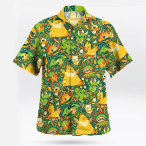 Green Pokemon Hawaiian Shirt Tropical Anime Summer Shirt