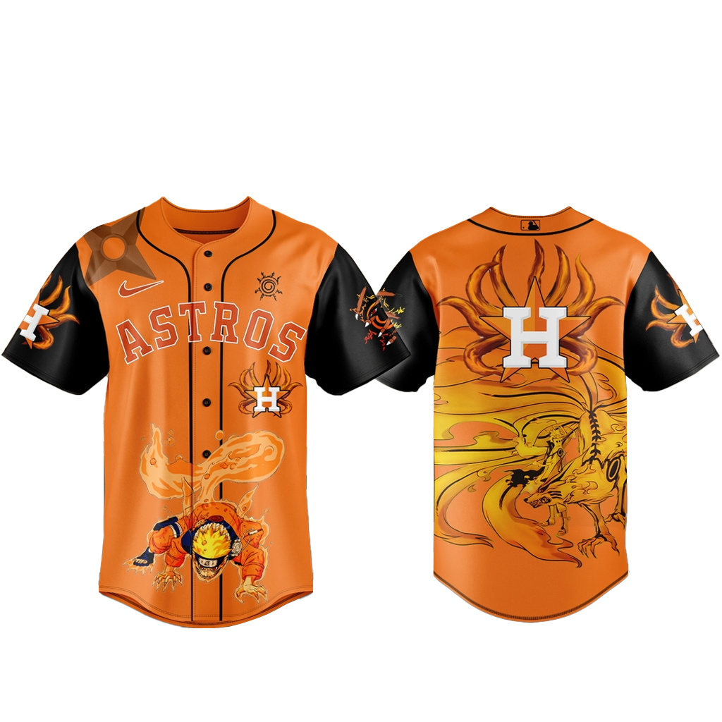 Houson Astros x Naruto Kurama Baseball Jersey 1 Houson Astros x Naruto Kurama Baseball Jersey