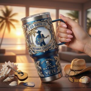 Unisex I Go Back 26 Kenny Chesney With Handle Graphic Tumbler for Fans