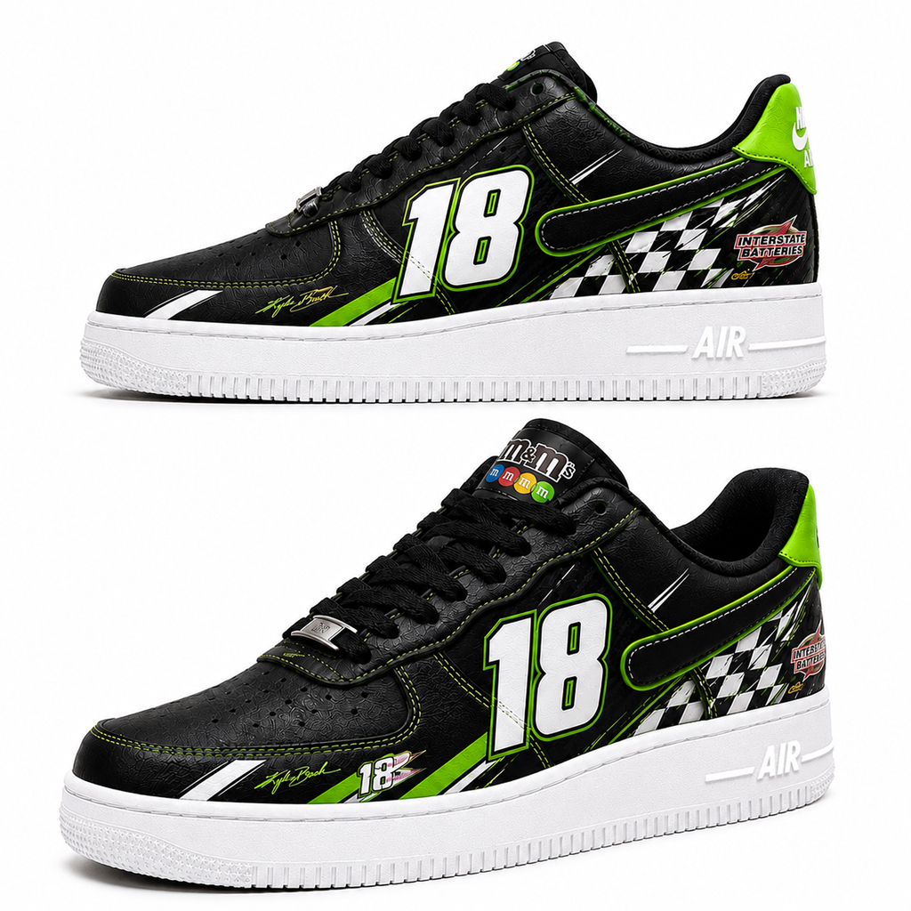 Kyle Busch Rowdy 18 Racing Graphic Air Force 1 Shoes Sneakers for Racing Fans 1 Kyle Busch Rowdy 18 Racing Graphic Air Force 1 Shoes Sneakers for Racing Fans