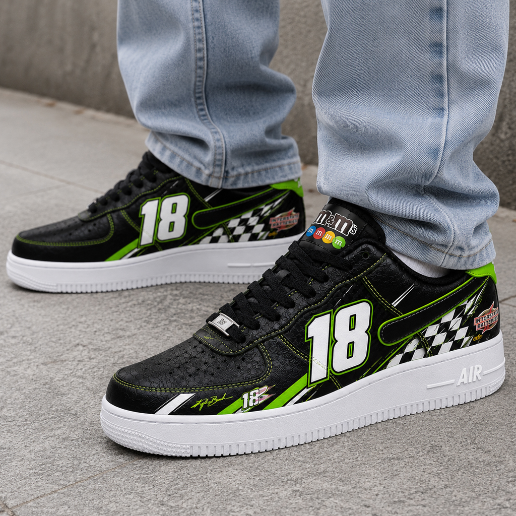 Kyle Busch Rowdy 18 Racing Graphic Air Force 1 Shoes Sneakers for Racing Fans 2 Kyle Busch Rowdy 18 Racing Graphic Air Force 1 Shoes Sneakers for Racing Fans