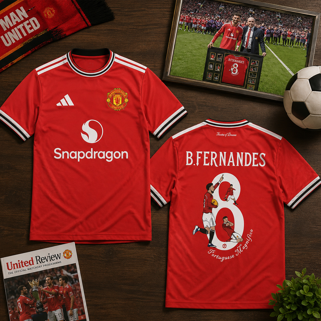 Manchester United 2026 Bruno Fernandes Number 8 Shirt 3 Manchester United 2026 Bruno Fernandes Number 8 T-Shirt