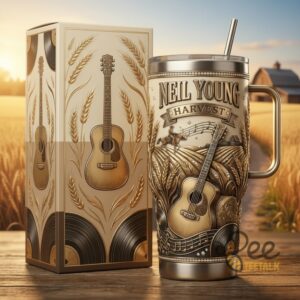 Unisex Neil Young Harvest With Handle Graphic Tumbler for Fans