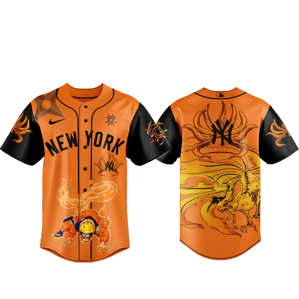 New York Yankees x Naruto Kurama Baseball Jersey Version 2 1 New York Yankees x Naruto Kurama Baseball Jersey Version 2