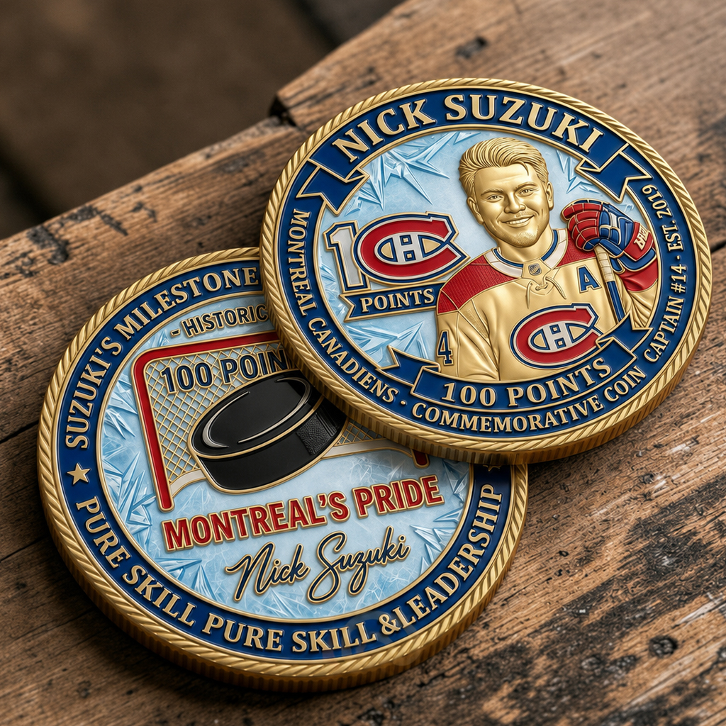 Nick Suzuki 100 Points Montreal Canadiens Captain #14 Coin 2 Nick Suzuki 100 Points Montreal Canadiens Captain #14 Coin