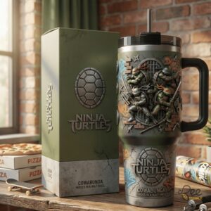 Unisex Ninja Turtles Cowabunga With Handle Graphic Tumbler for Fans