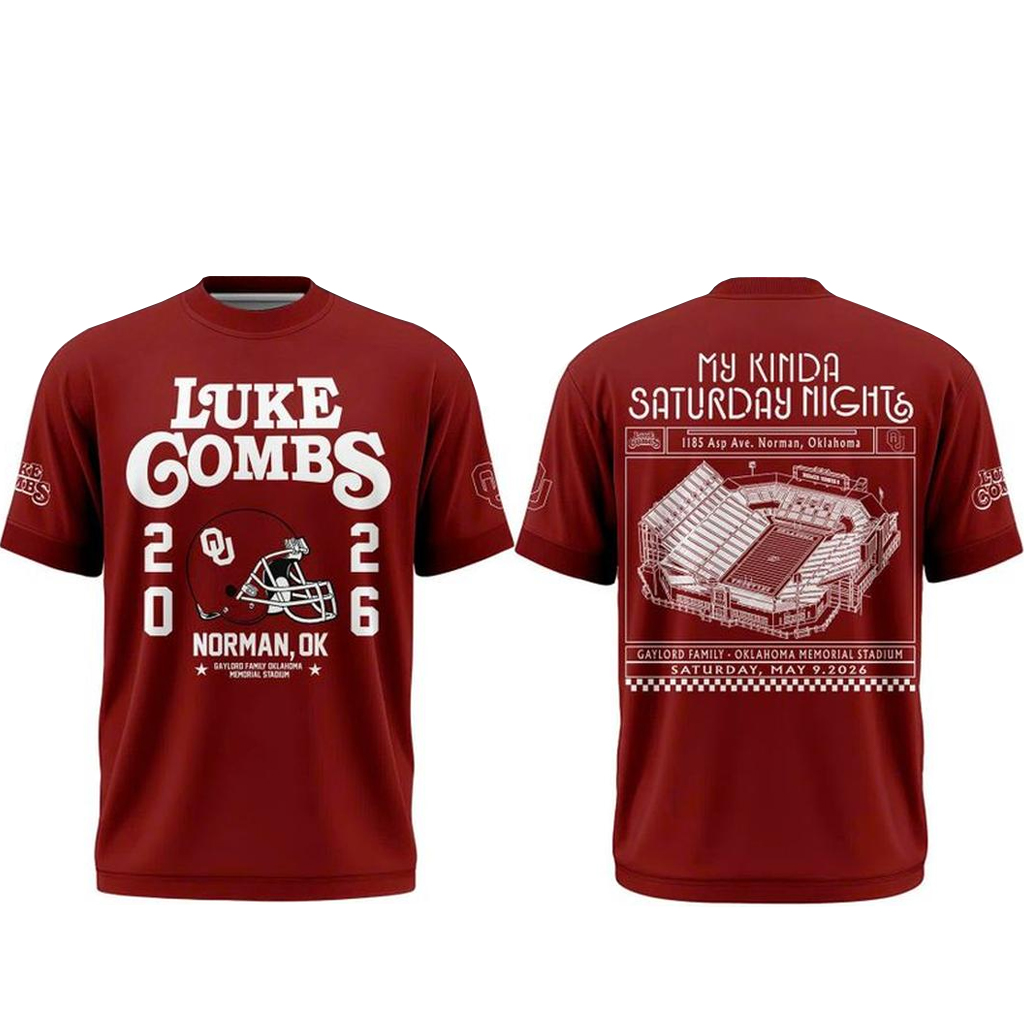 Oklahoma Sooners 2026 Luke Combs My Kinda Saturday Night Tour Shirt 1 Oklahoma Sooners 2026 Luke Combs My Kinda Saturday Night Tour T-Shirt