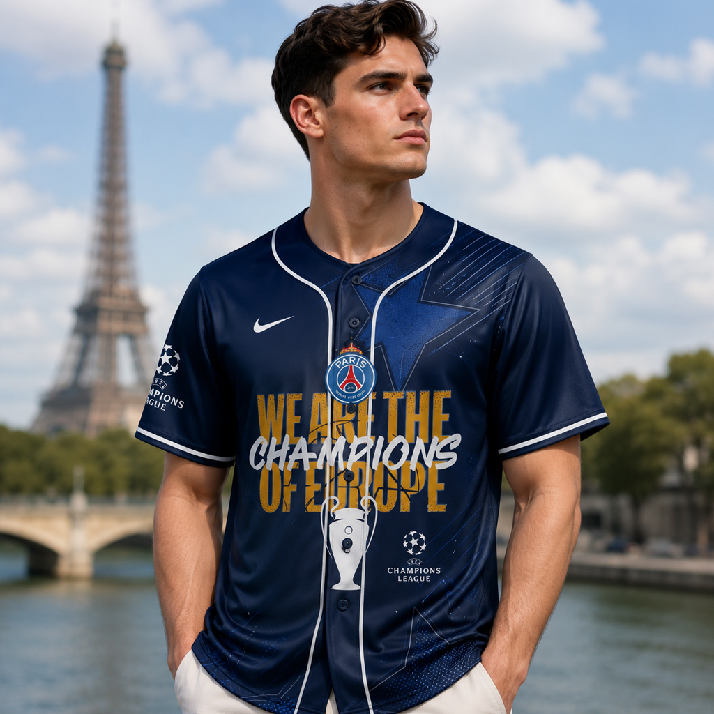 Paris Saint Germain UEFA Champions League Final 2026 Baseball Jersey 3 Paris Saint Germain UEFA Champions League Final 2026 Baseball Jersey