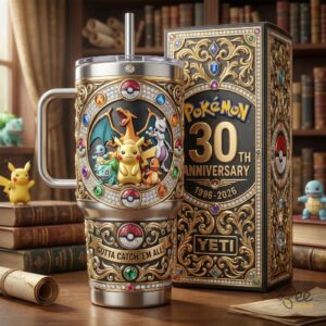 Unisex Pokemon 30Th Anniversary With Handle Graphic Tumbler for Fans