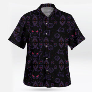 Pokémon Gengar Neon Shadow Tropical Hawaiian Shirt