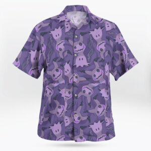 Purple Mimikyu Ghost Button-Up Hawaiian Shirt