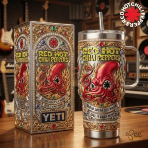 Unisex Red Hot Chilli Peppers With Handle Graphic Tumbler for Fans