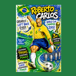 Roberto Carlos Impossible Curve Brazil Football Legend Poster