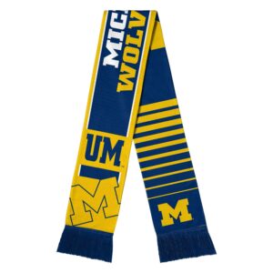 Unisex Michigan Wolverines Reversible Thematic Scarf for College Sports Fans