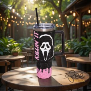 Unisex Scream Ghost Face Killin It Rhinestone Halloween Graphic Tumbler for Fans