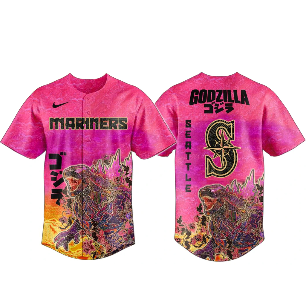 Seattle Mariners King of Monsters Baseball Jersey 1 Seattle Mariners King of Monsters Baseball Jersey