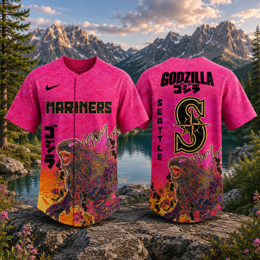 Seattle Mariners King of Monsters Baseball Jersey 2 Seattle Mariners King of Monsters Baseball Jersey