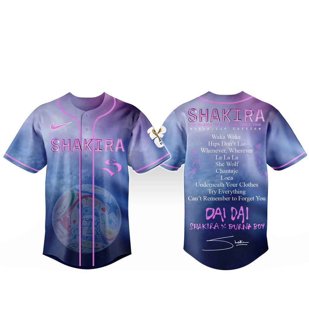 Shakira Las Mujeres Ya No Lloran Tour World Cup 2026 Baseball Jersey 1 Shakira Las Mujeres Ya No Lloran Tour World Cup 2026 Baseball Jersey