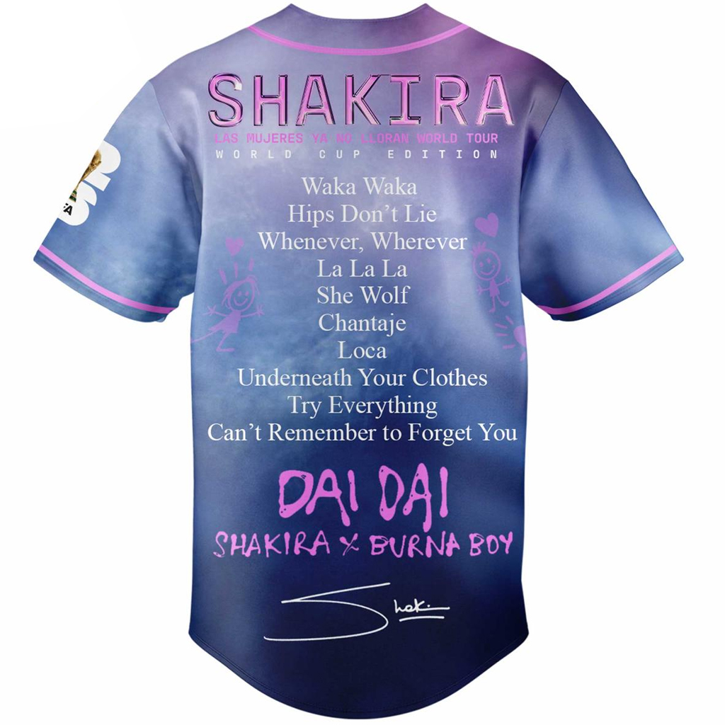 Shakira Las Mujeres Ya No Lloran Tour World Cup 2026 Baseball Jersey 3 Shakira Las Mujeres Ya No Lloran Tour World Cup 2026 Baseball Jersey