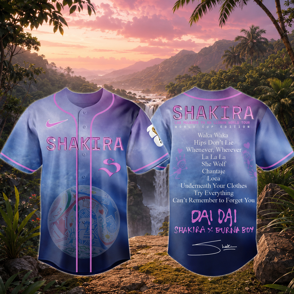 Shakira Las Mujeres Ya No Lloran Tour World Cup 2026 Baseball Jersey 4 Shakira Las Mujeres Ya No Lloran Tour World Cup 2026 Baseball Jersey