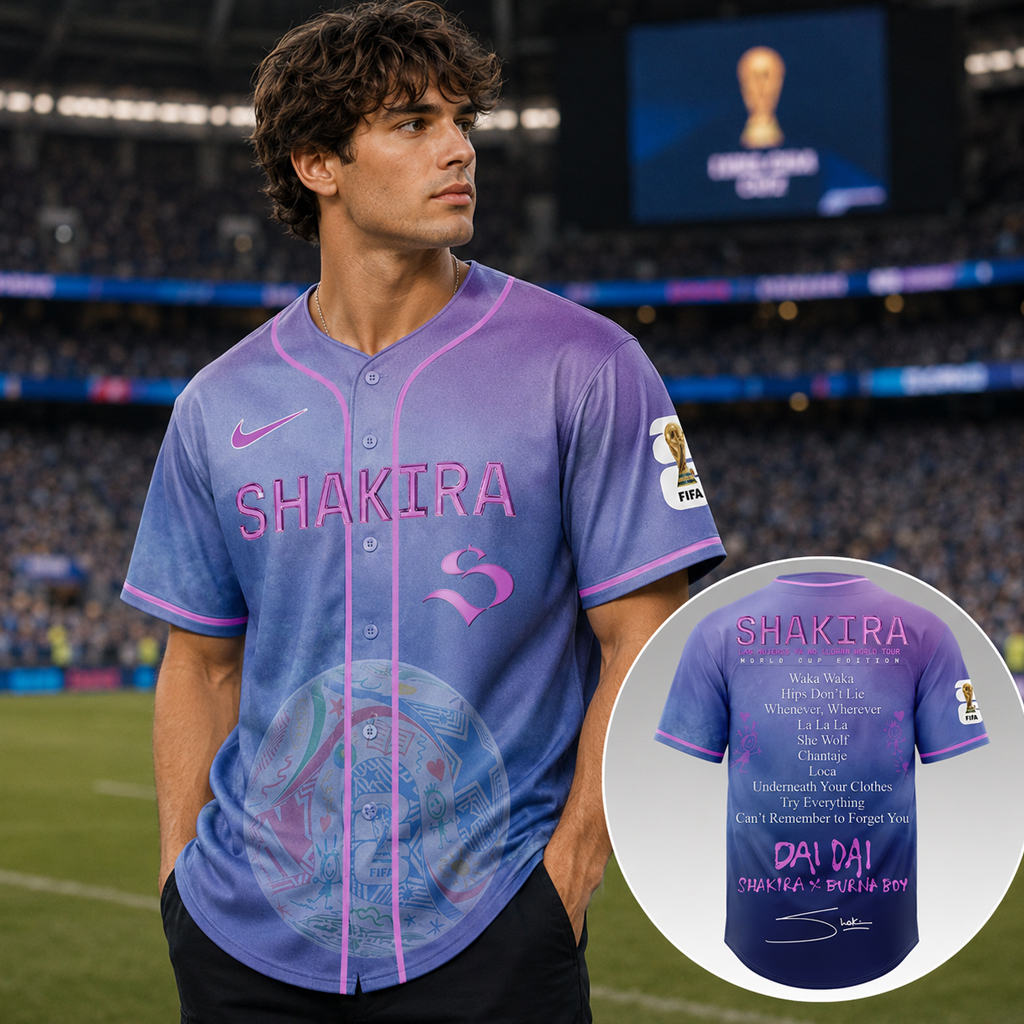 Shakira Las Mujeres Ya No Lloran Tour World Cup 2026 Baseball Jersey 5 Shakira Las Mujeres Ya No Lloran Tour World Cup 2026 Baseball Jersey