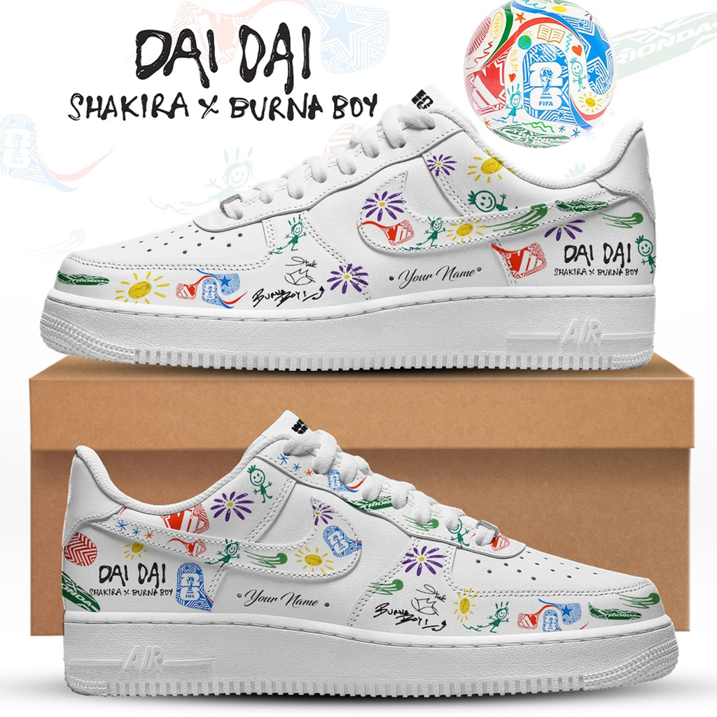 Custom Name Shakira x Burna Boy Dai Dai World Cup 2026 Air Force 1 Shoes Sneakers 1 Shakira x Burna Boy Dai Dai World Cup 2026 Air Force 1 Shoes Sneakers