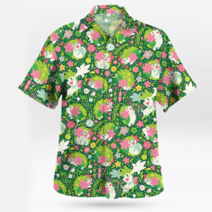 Shaymin Floral Paradise Hawaiian Shirt Pokemon Inspired Tropical Style