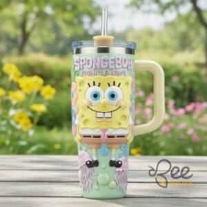 Unisex Spongebob Squarepants Iconic Energy With Handle Graphic Tumbler for Fans