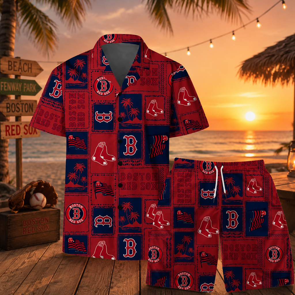 Square Design Pattern Classic Island Boston Red Sox Hawaiian Shirt And Shorts 1 Square Design Pattern Classic Island Boston Red Sox Hawaiian Shirt And Shorts